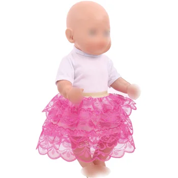Bábiky oblečenie Americké biele tričko + čipky tortu, sukne, Šaty, hračky príslušenstvo fit 43 cm baby a 18-palcové Dievča f740