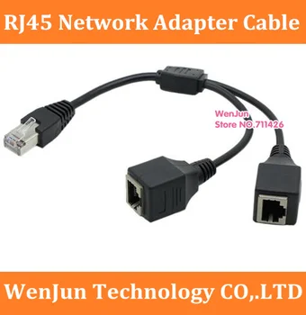 30 cm RJ45 Sieťový Y-Splitter Adaptér, Kábel 1 Muž 2 Žena Zásuvky LAN Port Siete Ethernet Splitter cable100pcs/veľa
