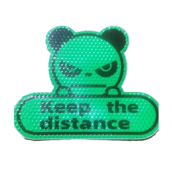 Udržujte Vzdialenosť Reflexné Nálepky Panda Nálepky Fluorescenčná Žltá Zelená Hexagon Honeycomb Cartoon Auto Dekorácie, Nálepky