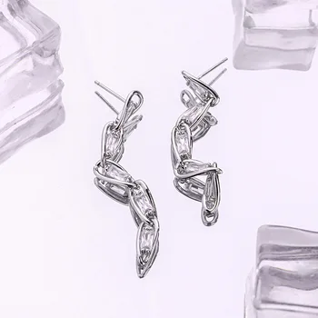 Silvology Reálne 925 Sterling Silver Vykladané Zirkónmi Reťazca Dlho Stud Náušnice pre Ženy Elegantné Strapec Náušnice 2022 Jednoduché Šperky