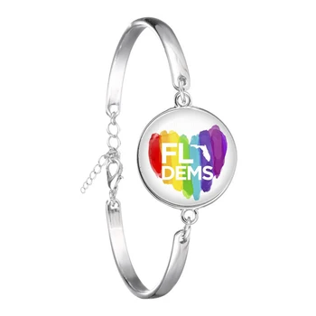 Gay Pride Rainbow Reťazca Náramok Lesbické LGBT Sklenenou Kupolou Cabochon postriebrený Náramok Šperky Pre Ženy, Mužov Milovníkov Darček